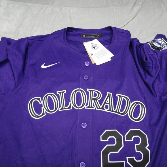 Colorado Rockies Jersey Mens Large Nike MLB Purple Bryant 23 Baseball $175 NEW - Picture 9 of 13
